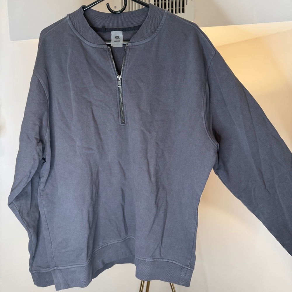 Men's VRST Quarter Zip Gray Bomber Jacket Sweater
